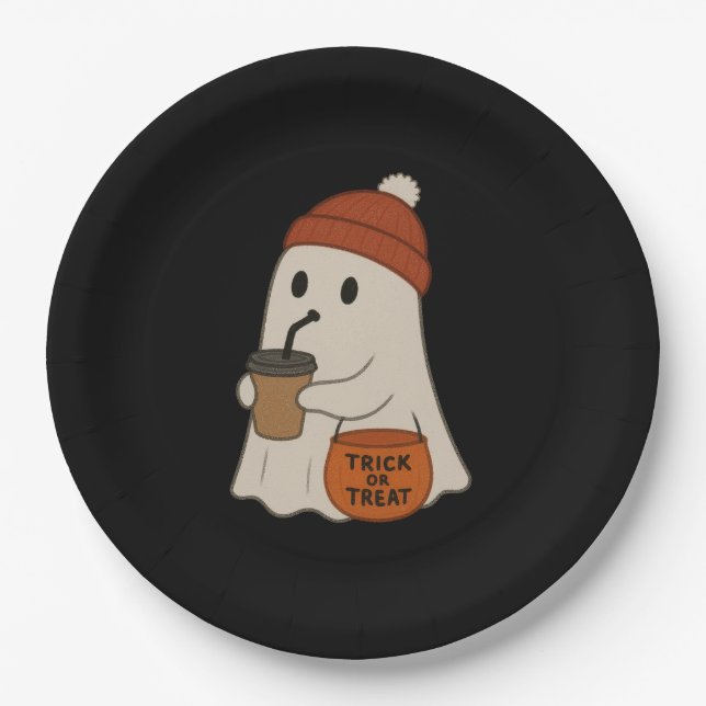 Prato De Papel Fantasma Adorável e Bonito de Gorro Vermelho de Ha (Frente)