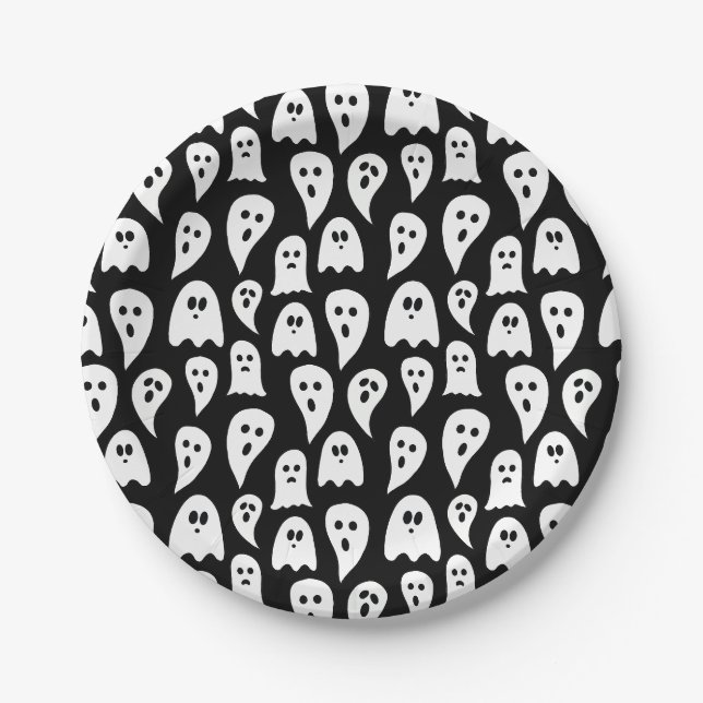Prato De Papel Fantasma de Halloween (Frente)