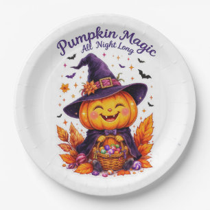 Prato De Papel Fantasma Feliz de Halloween – Assustador e Colorid