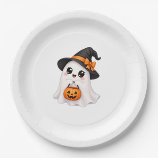 Prato De Papel Fantasma fofo de Halloween