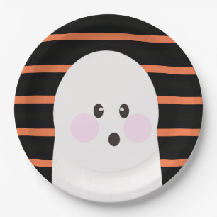 Prato De Papel Fantasma Ghoul de Halloween Fofo Preto Laranja