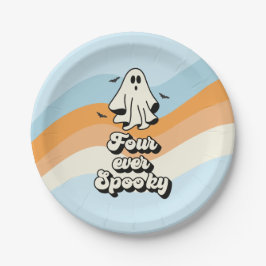 Prato De Papel Fantasmagórico retrô de Halloween Groovy para Semp