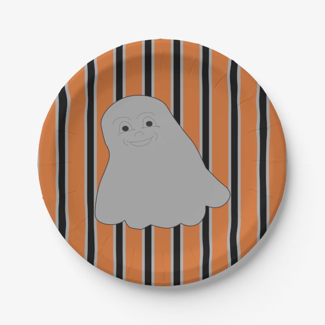 Prato De Papel Fantasmas do Dia das Bruxas Divertidas e Ricos (Frente)