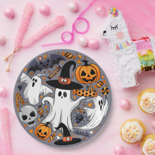 Prato De Papel Fantasmas Spooky e Monstros Cute Assustadores