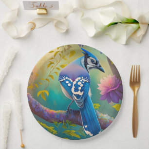 Prato De Papel Fantasy Birds Blue Jay