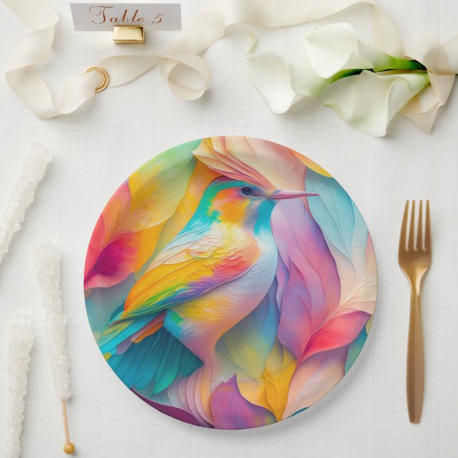 Prato De Papel Fantasy Birds Silk Bird (Casamento)