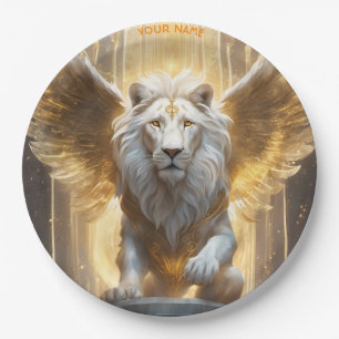 Prato De Papel Fantasy Cute Vivid Angelic White Lion