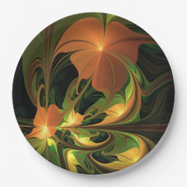 Prato De Papel Fantasy Plant Abstrato Green Rust Brown Fractal