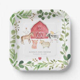 Prato De Papel Farm Animals Baby Shower Paper Plates