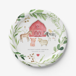 Prato De Papel Farm Animals Baby Shower Paper Plates