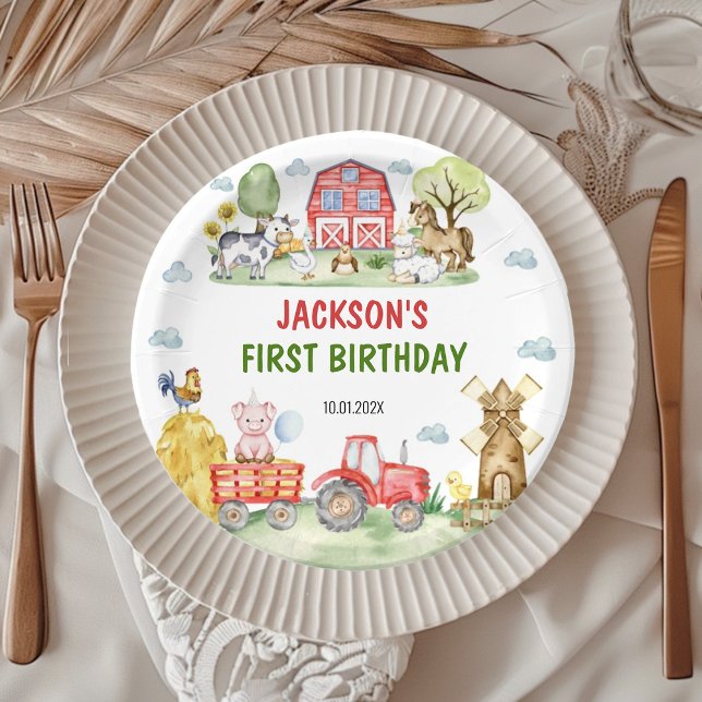 Prato De Papel Farm Animals Barnyard Birthday Party Paper Plates (Criador carregado)