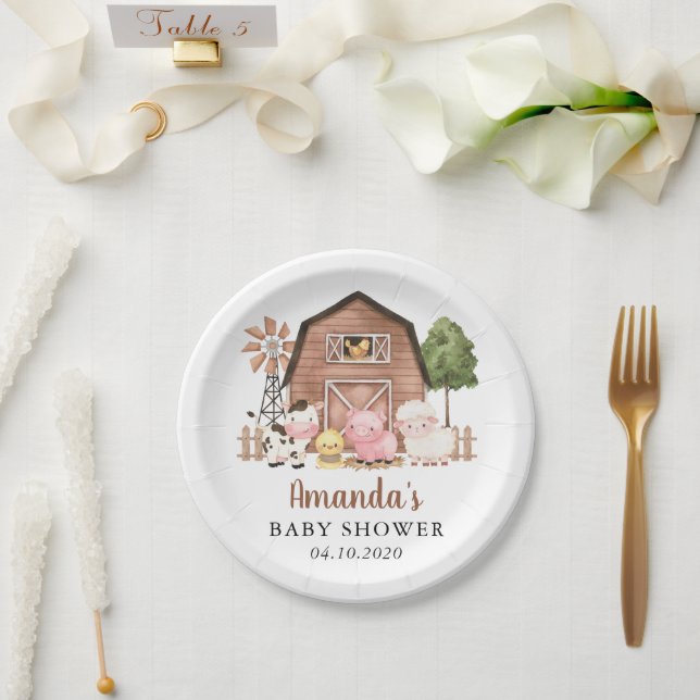 Prato De Papel Farm Animals, Cute Animals, Barn, Baby Shower (Casamento)
