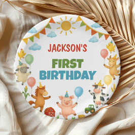 Prato De Papel Farmyard Animals Birthday Party Paper Plates