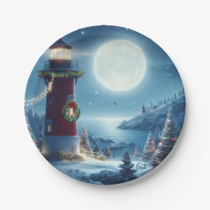 Prato De Papel Farol de Natal náutico