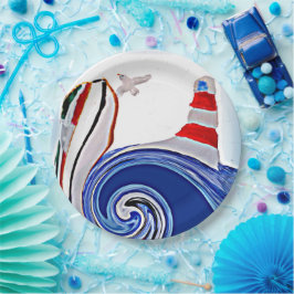 Prato De Papel Farol Náutico Barco à Vela