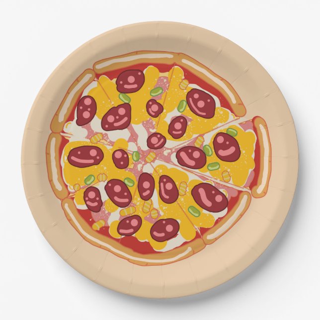 Prato De Papel "Fatia da Diversão: Uma Pizza Jogada Inspirada (Frente)