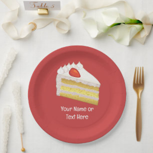 Prato De Papel Fatia de Bolo Tres Leches - Texto personalizado de