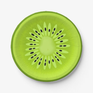 Prato De Papel Fatia de Fruta Estilizada de Kiwi