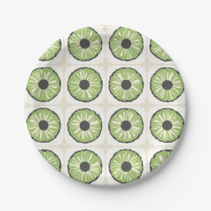 Prato De Papel Fatia de Fruta Verde Coordenada Verde Salvia Tropi