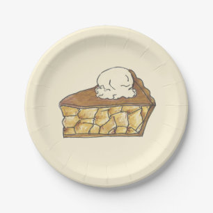 Prato De Papel Fatia De Pizza De Maçã Sorvete A Modo La Peça De D