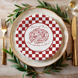 Prato De Papel Fatia de pizza italiana vermelha divertida de aniv