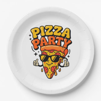 Prato De Papel Fatia de Pizza Legal com Óculos de Sol