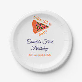 Prato De Papel Fatia Fatia Fatia pizza de bebê primeiro aniversar