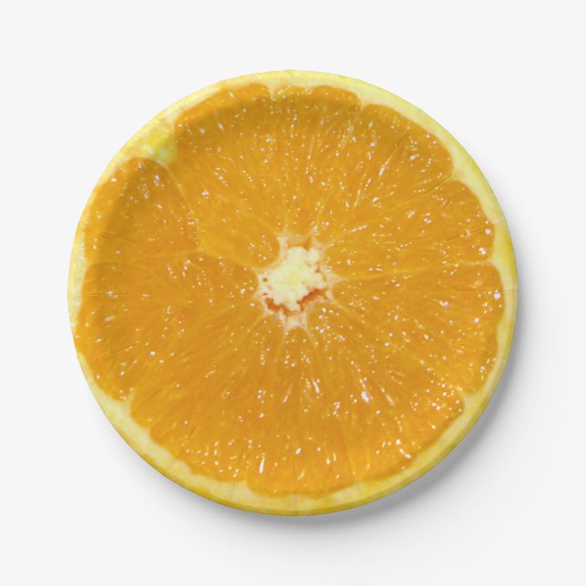 Prato De Papel Fatia fresca de Fruta laranja (Frente)