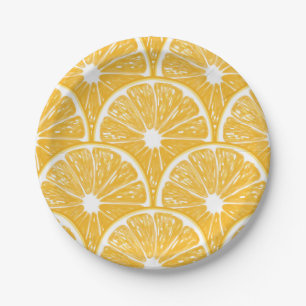 Prato De Papel Fatias de laranja, design de fruta tropical