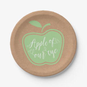 Prato De Papel Faux Kraft Rustic Apple Do Meu Chá de fraldas De O