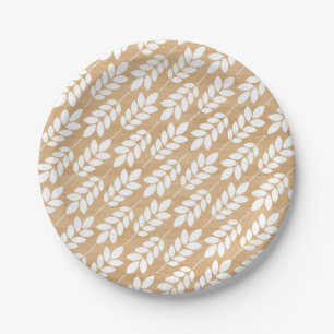 Prato De Papel Faux Wood   Placa de Papel Floral Branco