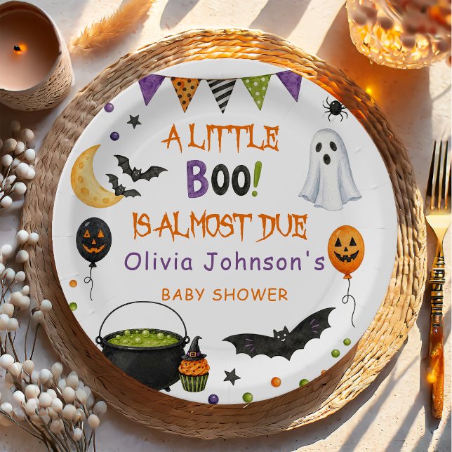 Prato De Papel Favor de Chá de Bebê Fantasma de Halloween (Criador carregado)