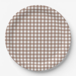 Prato De Papel Faye e Lauren Fall Chocolate Brown Gingham