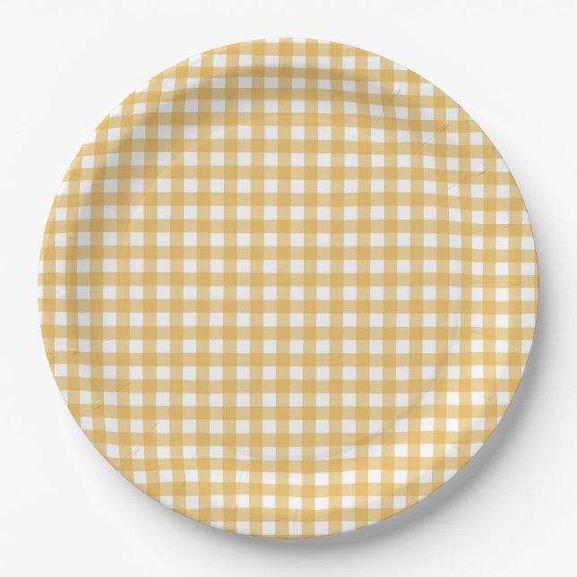 Prato De Papel Faye e Lauren Fall Yellow Gingham (Frente)