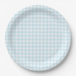 Prato De Papel Faye e Lauren Light Blue Gingham