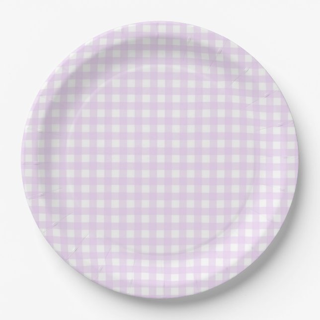 Prato De Papel Faye e Lauren Pastel Purple Gingham (Frente)