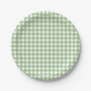 Prato De Papel FayeandLauren Green Clássico Padrão de Xadrez Buff