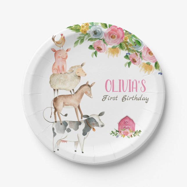 Prato De Papel Fazenda Animais Festa de Jardim Zoológico Festa Ro (Frente)