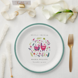 Prato De Papel Fazenda Brilhante Elegante Chá de panela de Ave Fl