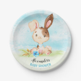 Prato De Papel Fazenda de Chá de fraldas Bunny Boy Watercolor