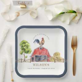 Prato De Papel Fazenda de frango vermelho Aniversário de criança 