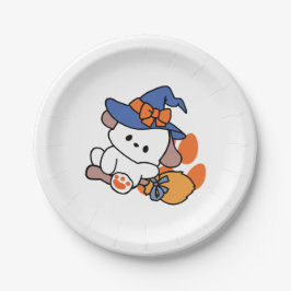 Prato De Papel Feiticeira de pata no treinamento - Cão de Hallowe
