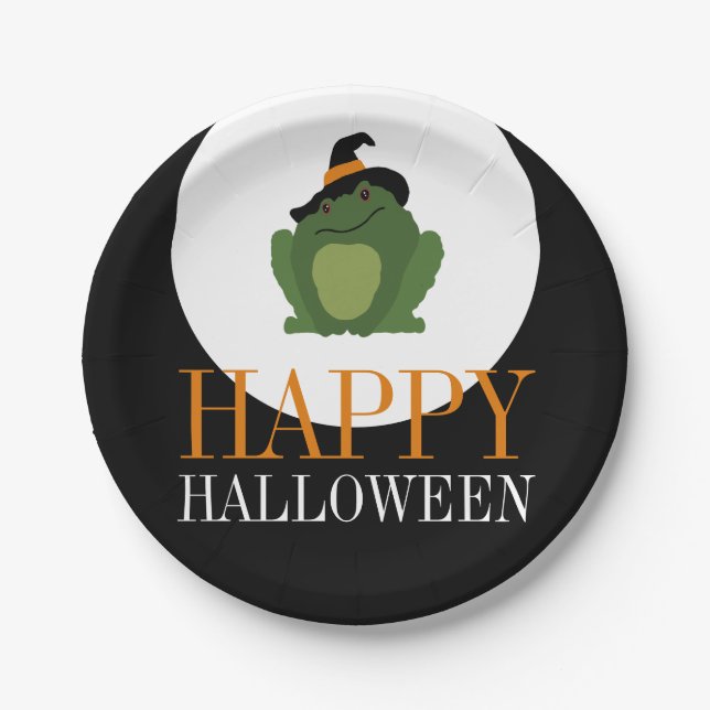 Prato De Papel Feiticeiro bonito, Feliz Halloween (Frente)