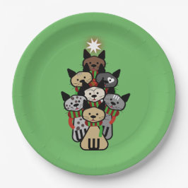 Prato De Papel Felinos Festivos Natal