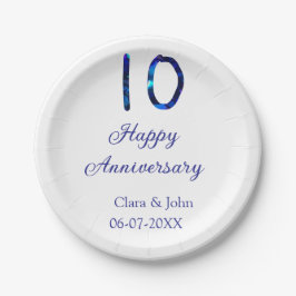 Prato De Papel Feliz 10º aniversário data de adição do nome da li