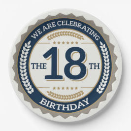 Prato De Papel Feliz 18º aniversário