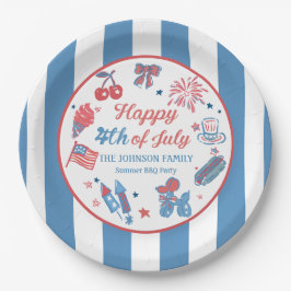 Prato De Papel Feliz 4 de julho, Fireworks Party Paper Plates