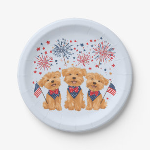 Prato De Papel Feliz 4 De Julho, Yorkie Dogs