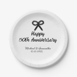 Prato De Papel Feliz 50º aniversário adicionar nome do casal data