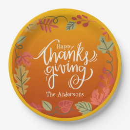 Prato De Papel Feliz Ação de Graças da Folhagem de outono Persona